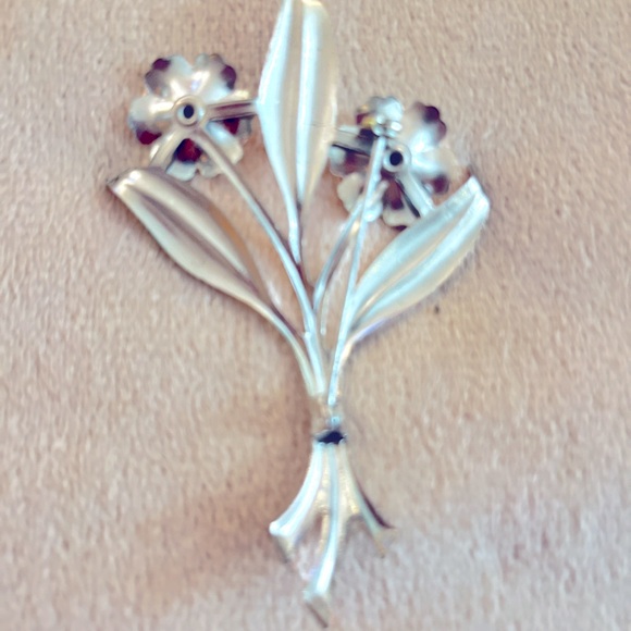 Mid-Century 1950s era vintage silver floral brooch - Picture 5 of 8